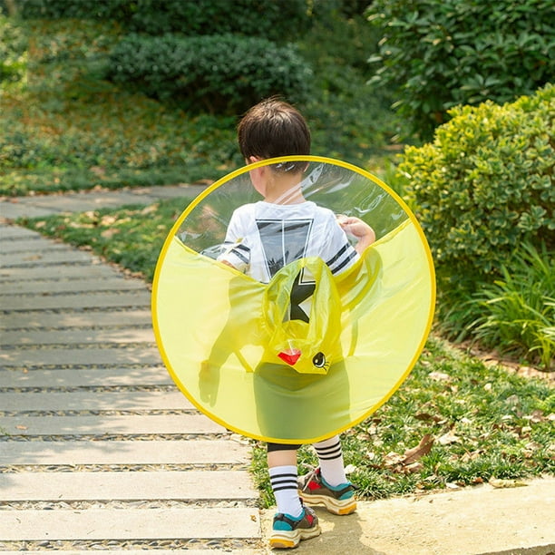 Foldable Rain Coat UFO Adult Child Kids Umbrella Hat Magical Hands Free Raincoat